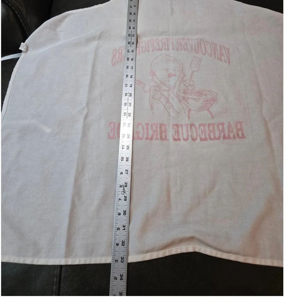 Vancouver Firefighters Barbecue Brigade Apron OS White Red Excellent Graphic BBQ